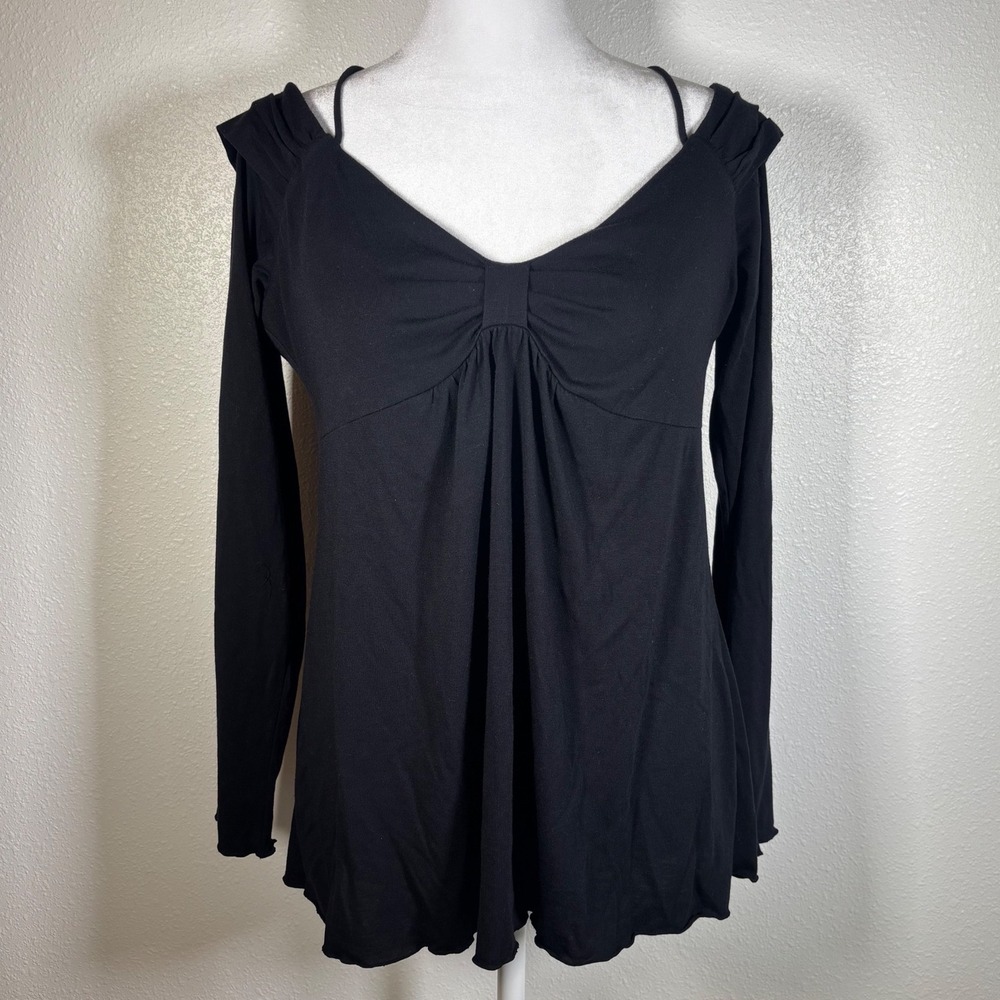 Witchy Whimsigoth Fairy 90s Y2K Cold Shoulder Off Shoulder Empire Waist Top Sz L